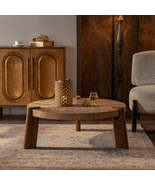 Wood Round Coffee Table Rustic Natural Finish - $22,528.47 MXN