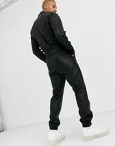 Handmade Black Lambskin Leather Genuine Zipper Men Fashionable Pocket Jumpsuit - £168.13 GBP+