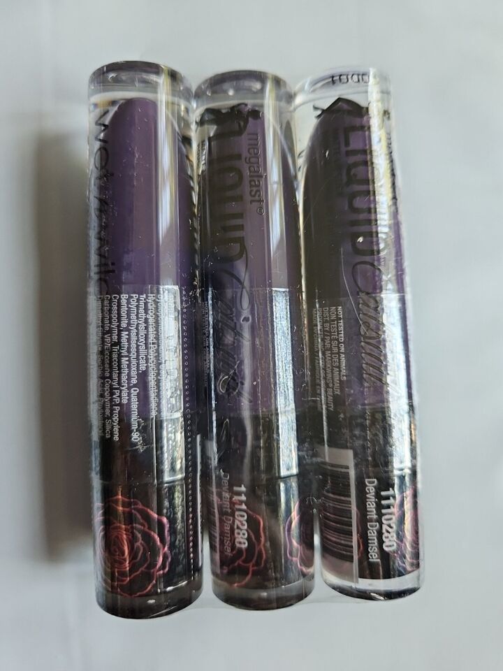 3X Wet N Wild Liquid Catsuit Mega Last Matte Lipstick DEVIANT DAMSEL Sealed - $11.95