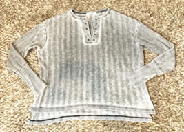 Project Social T Henley Womens Small Gray Oversized Boxy Ribbed Grommet ... - $18.69