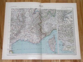 1906 Original Antique Map Southern France French Riviera Marseille Ver - $26.53