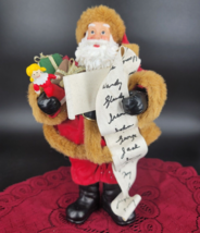 VTG Santa Figurine Holding Wish List 10&quot; Cracker Barrel Collectible Fabr... - $15.01