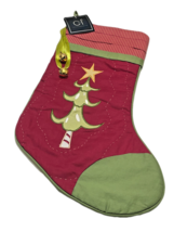 C &amp; F Christmas Stocking # 84W3 2032CC Red Green Embroidered Tree Gold B... - $19.80