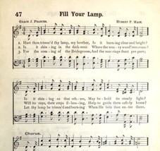 1894 Sheet Music Fill Your Lamp Christian Religious Victorian Hymns 7.75 X 5&quot; - £11.39 GBP