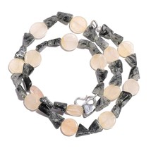 Natural Black Rutile Quartz Aventurine Gemstone Smooth Beads Necklace 17&quot; UB5398 - £7.80 GBP