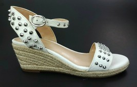 Vince Camuto White Studded Adalina Ankle Strap Wedge Heels Sandals Shoes 4 M - £50.89 GBP