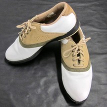 FOOTJOY WOMEN&#39;S SUPPLE LEATHER TCX GOLF SHOES SIZE 6.5M TAN/WHITE SOFT S... - $21.86