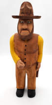 Vintage Hand Carved Wooden Man Figure With Pistol Hat Handmade Iowa 1996 Wood VG - £13.42 GBP