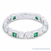 0.61ct Princess Cut Emerald Diamond 18k White Gold Anniversary Ring Wedding Band - £1,673.28 GBP