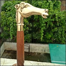 Vintage Brass Horse Head Handle Walking Stick Cane for Father&#39;s Gift - $37.39