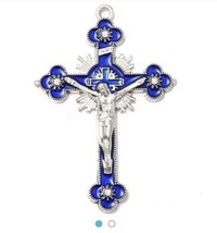 Religious Jesus on the Cross Enamel Pendant charm or Necklace Charm - $15.15