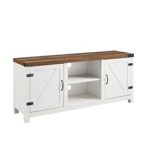 Modern Farmhouse TV Stand, Barn Door Style, 65&quot; TVs, Rustic Oak - $270.99
