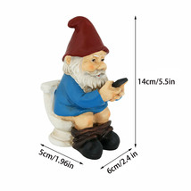 Garden Gnome Naughty Ornament Reading Phone On The Throne Toilet For Outdoor Us - £19.97 GBP
