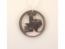 Texas Cut-Out Coin Necklace State Quarter 18 inch Chain - £19.01 GBP