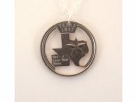 Texas Cut-Out Coin Necklace State Quarter 18 inch Chain - £18.71 GBP