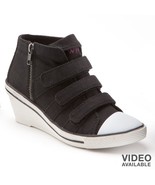 Wink by Sugar Hankies Black Canvas Wedge Heel Sneakers Shoes 7 7H - £31.43 GBP