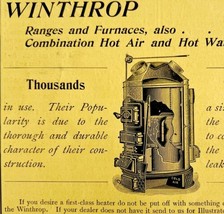 Winthrop Steam Hot Water Heaters 1894 Advertisement Victorian Heating AD... - $17.50