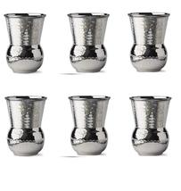 Stainless Steel Hammered Tumbler Moroccan Drinking Mughlai Glass 375ML Set Of 6 - £39.51 GBP