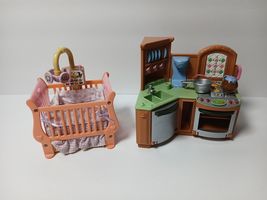 2005 Fisher Price Doll House Loving Family Kitchen Oven Refrigerator &amp; C... - $19.80