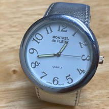 Montres de Fleur Unisex Silver White Japan Movt Analog Quartz Watch~New Battery - £10.79 GBP