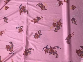 Vtg 1970s Polyester Knit Lycra Fabric Pink bouquet Print  1 1/2 yard 64&quot;... - $26.93