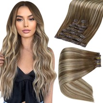 Short Clip In Hair Extensions Real Human Hair Brown Blonde Seamless Clip In Hair - $54.99