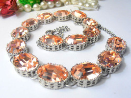 Venetian Peach Crystal Riviere Necklace | Anna Wintour Collet - Art Deco Jewelry - £184.98 GBP