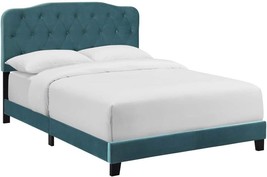 Modway Amelia Tufted Performance Velvet Upholstered Full Bed In Sea Blue - £161.46 GBP