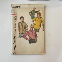 60s Simplicity 4452 Size Medium Neck 15.5 Chest 40 Sewing Pattern Shirt ... - $19.87