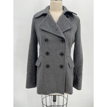 Uniqlo Women&#39;s Double Breasted Pea Coat Sz S Gray Wool Blend - £31.83 GBP