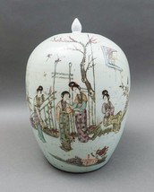 Antique Chinese Famille Rose Hand Painted Figural Porcelain Lidded Ginger Jar - £786.34 GBP