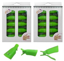 2Pks High Quality Green Acrylic Uv Gel Polish Remover Clip Cap Manicure Tool - £18.37 GBP