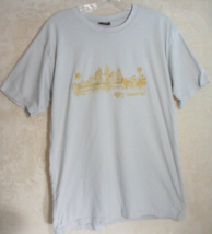 Angkor Wat Cambodia Embroidered Mens Large 10-12 T-Shirt Starter Gray Gold - £9.87 GBP