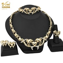 Xoxo Heart Dubai Gold Jewelry Sets For Women Big Nigerian Earrings Jewellery Bri - $33.60