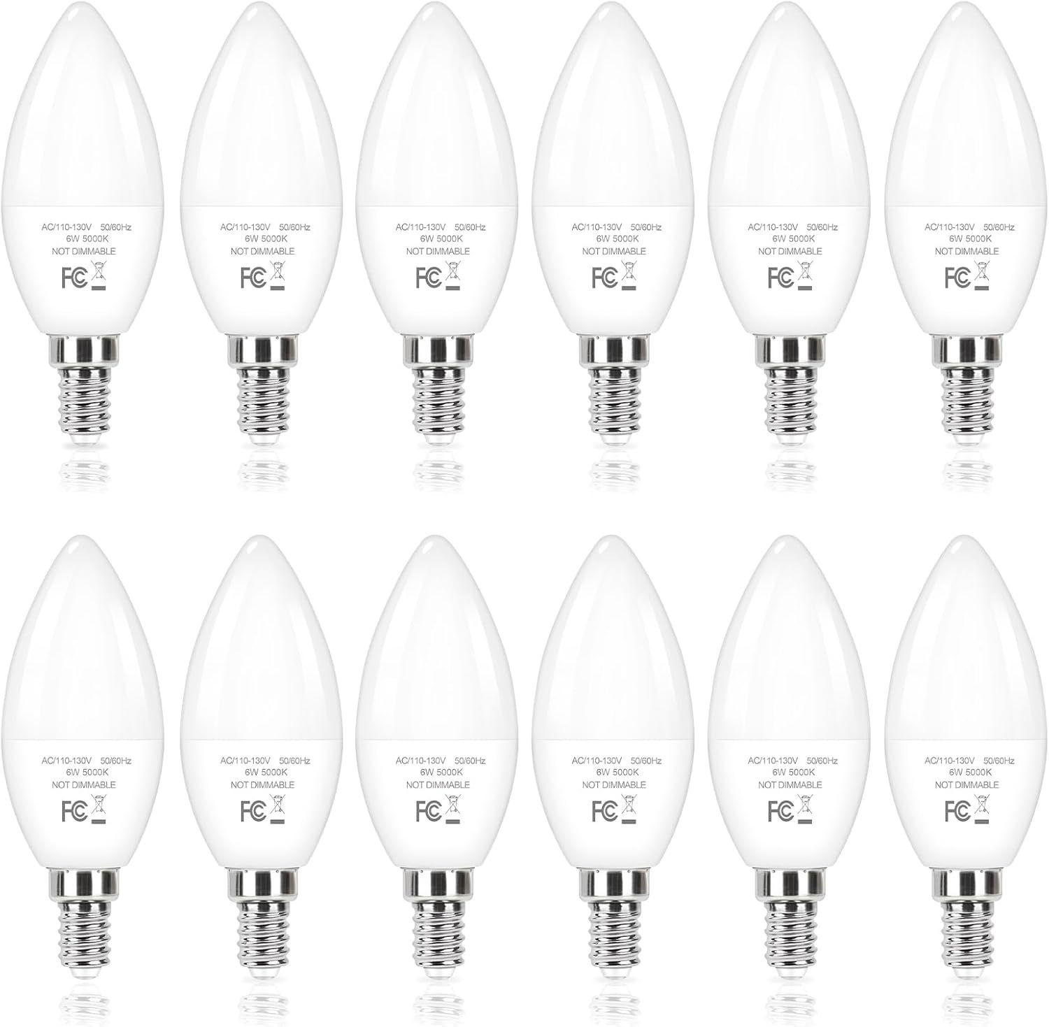 E12 Candelabra Led Light Bulbs 60W Equivalent, 5000K 6W 450, Dimmable 12... - $37.99