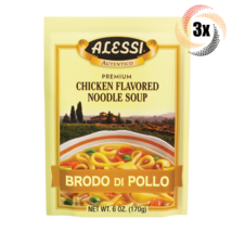 3x Packs Alessi Autentico Premium Chicken Flavored Broth Noodle Soup | 6oz - £17.80 GBP