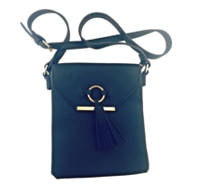 Black Crossbody Faux Leather Purse Handbag Magnetic Snap Closure Pebble ... - £16.39 GBP