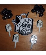 Vintage Happy Birthday Over The Hill Grimm Reaper Cake Decoration Set Used - $2.99