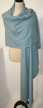 NWT New 100% Cashmere Scar Wrap Ryllace Womens Light Slate Heather Blue 100 X 28 - £154.76 GBP