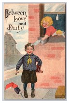 Comic Romance Between Love and Duty Schoolchildren UNP DB Postcard A16 - £3.83 GBP