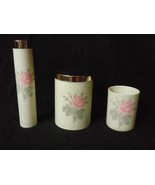 Fapex bathroom set cup cotton dispenser toothbrush case pink rose vintag... - $376.15 MXN
