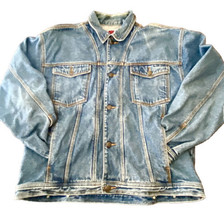 Vintage Sun Belt Denim Jacket XL 50 In Chest 25 In Long Light Stone Wash Blue - £31.53 GBP