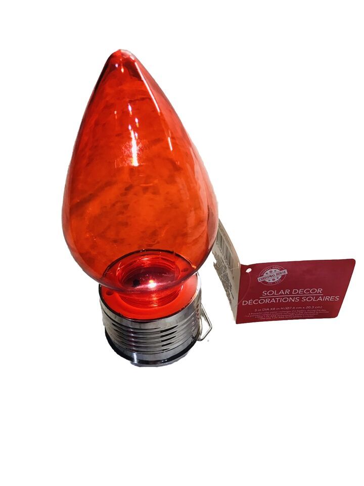 Brand NWT RED Solar LED Hanging Bulb Outdoor Decorative Ornament