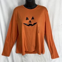 Mountain Lake Sz XL Women&#39;s Orange Halloween Sequin Shirt Top Ghost Pump... - £9.10 GBP