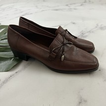 Partners Womens Vintage 90s Square Toe Loafers Size 7 Brown Leather Bow ... - $39.59