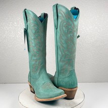 NEW Lane SMOKESHOW Turquoise Cowboy Boots 8 Leather Western Wear Snip To... - $212.85