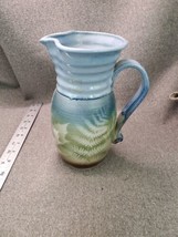 Tom Briney Glazed Fern Leaves Art Pottery 9 Inch Pitcher Green, Brown &amp; ... - £22.74 GBP