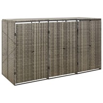  Triple Wheelie Bin Shed Gray 81.5"x31.5"x46.1" Poly Rattan - $371.99