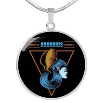 Aquarius Astrological Zodiac Sign Necklace Stainless Steel or 18k Gold 18-22&quot; - £34.12 GBP+