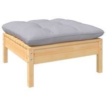  Garden Footstool Gray and Natural Wood Solid Pine Wood and Polyester - €128,36 EUR
